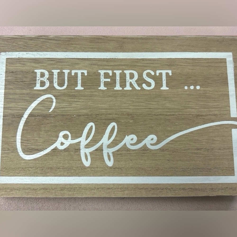 Wooden Coffee Sign with White Lettering